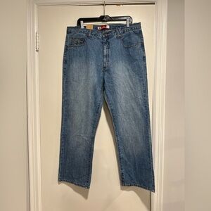 Vintage Attitude Jeans Mens 36x30 Blue Baggy Wide Leg Cargo Skater Grunge Y2K.